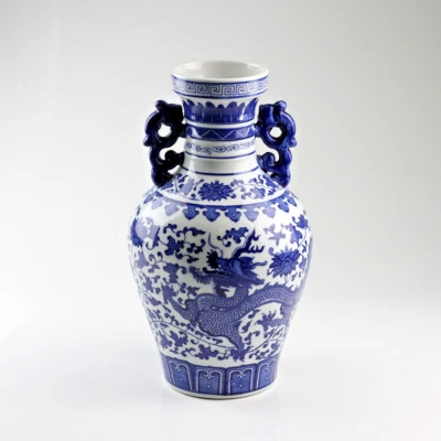 Chinesische Vase "Kaiserlicher Drache" Deko-Vase mit Henkel China Vase Porzellan - Bild 1 von 4