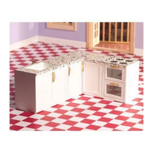 Dolls House 4426 weiße Einbauküche in L-Form Holz 1:12 für Puppenhaus - Bild 1 von 1