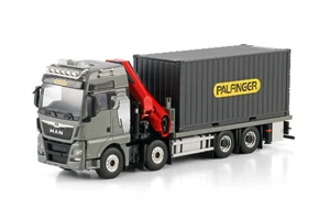 MAN TGX XXL riged flatbed truck Palfinger crane + 20ft container WSI models 1:50 - Picture 1 of 13
