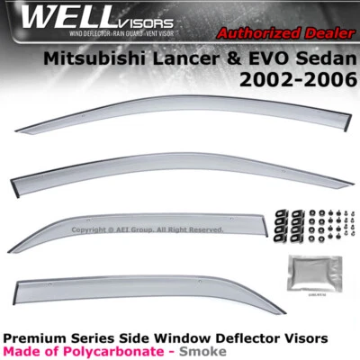 WELLvisors for Mitsubishi Lancer Evo Sedan 02-06 VIII IX Side Window Visor - Image 1 of 4