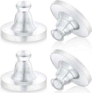100pcs Rubber Earring Backs, Soft Clear Hypoallergenic Silicone Safety Stoppers - Picture 1 of 6