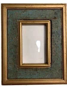 "Marco de fotos dentro de un marco mate dorado y verde entre 4x6"" foto 11x9"" exterior" - Imagen 1 de 5