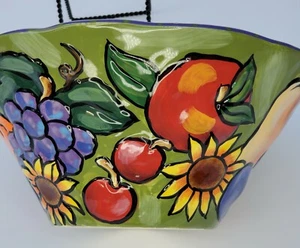 Precioso tazón de cerámica de frutas Bella Casa by Ganz púrpura interior - Imagen 1 de 9