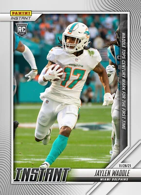 2021 PANINI INSTANT NFL #115 JAYLEN WADDLE - 1ST CAREER 100 YARD GAME - PR 193 - Image 1 of 2