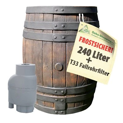 REGENTONNE REGENFASS WASSERFASS REGENBEHÄLTER REGENSPEICHER GARTENFASS REGENTANK - Bild 1 von 4