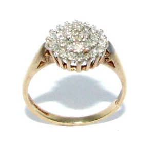 Mujer 9ct 9carat Oro Amarillo y Diamante Anillo Talla K - Imagen 1 de 10