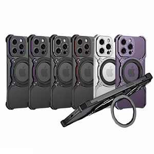 For iPhone 16 Pro Max 15 14 13 Shockproof Case Ring Stand Metal Frameless Cover - Picture 1 of 17