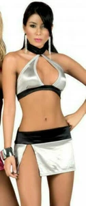 2025 Plata Negra 2 Piezas Falda Braleta Baile Club Ropa Sexy Rave Fiesta S M L XL - Imagen 1 de 4