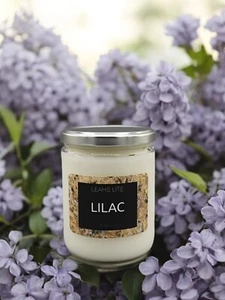 Wood wick * LILAC * 16oz * scented Leah's Lite Candle   - Picture 1 of 3