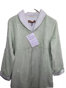 Stan Herman Chenille Plush Lounger Size M Mint Green Full Zip Long Sleeve New - Picture 1 of 9