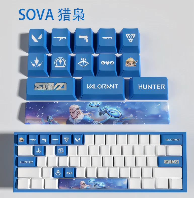 New | Valorant Keycaps | Sova Set | 14 Keys | Blue and White - Image 1 of 1