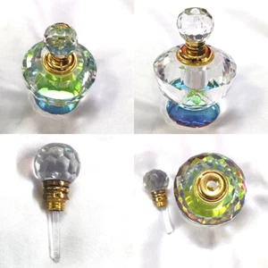 VINTAGE FAUCETED PERFUME BOTTLE CLEAR CUT CRYSTAL AND DAUBER - Picture 1 of 11