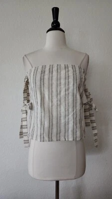 Urban Outfitters Top New Size Medium Linen Stripe Tie Spring Classy Boho Light - Image 1 of 4