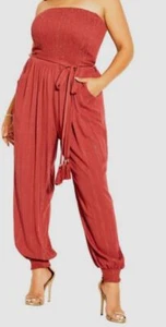 $89 City Chic Women Red Retreat Strapless Jumpsuit Size XS - Picture 1 of 3
