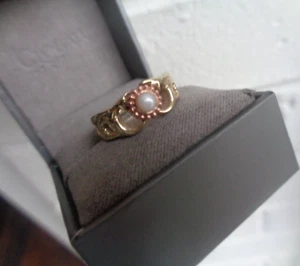Clogau Welsh Gold Ring 9ct Yellow & Rose Celtic Freshwater Pearl size i to J - Picture 1 of 6