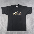 Vintage Hawaii Floral Embroidered Black T-Shirt 90s Short Sleeve Size Medium M