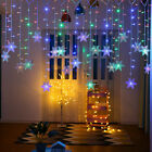 Christmas Led Curtain Window Snowflake String Fairy Lights Waterproof Decor Uk
