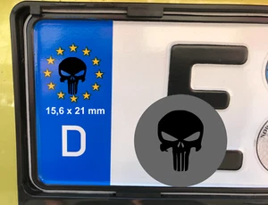 4x Nummernschild Aufkleber Punisher schwarz Tuning Kennzeichen Decal - Bild 1 von 1