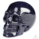 2.0" Blue Goldstone Hand Carved Crystal Skull, Realistic, Crystal Healing