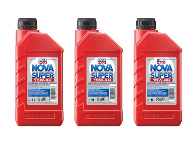 3x Original Liqui Moly 1L Nova Super 15W-40 Aceite de Motor Motoroil Aceite Oil - Imagen 1 de 2