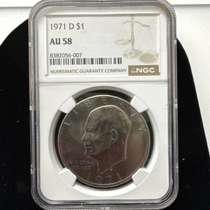 1971 D Eisenhower Dollar OBV Reverse NGC AU 58 - Picture 1 of 7