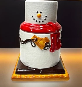Ganz S’more Cookie Jar Original 2019 Ceramic Lid Storage USA Winter Holiday Fall - Picture 1 of 7