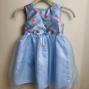 Vestido Blueberi Boulevard Azul Floral Sin Mangas Tul Talla 5 Princesa Sin Mangas - Imagen 1 de 7