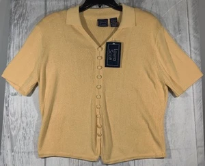 LAURA SCOTT BLOUSE SHORT SLEEVE - Honey Beige - Size Large - Shoulder Pads - SS. - Picture 1 of 4