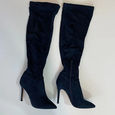 Botas de tacón BCBGeneration azul marino imitación gamuza sobre la rodilla para mujer 7 Foto 1 de 4