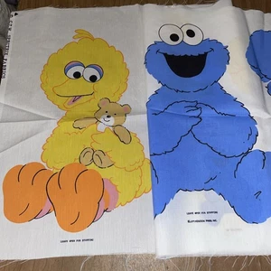 Sesame Street Vintage Fabric Panel Cookie Monster Big Bird Plush Pillow Sewing - Picture 1 of 4