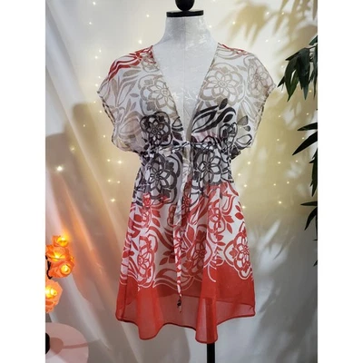 Becca by Rebecca Virtue Swim Tropical Floral Beach Coverup Tunic Womens XS-S - Image 1 of 4