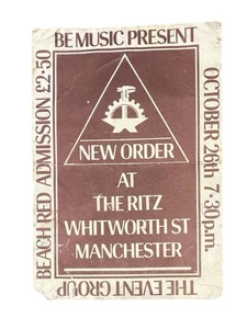 Original NEW ORDER 26. Oktober 1981 The Ritz Manchester Konzertkarte - Bild 1 von 3