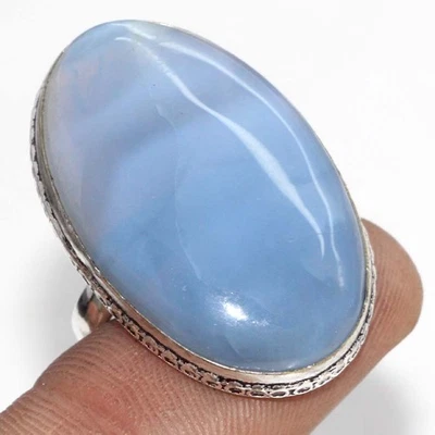 Owhyee Blue Opal 925 Silver Plated Handmade Ring US 8 Stylish Jewelry JW - Image 1 of 3
