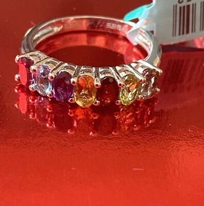 NEW! EFFY MULTI-GEMSTONE AND STERLING SILVER RING/ SIZE 7/ MSRP $300 - Picture 1 of 9