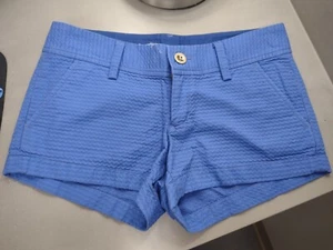 Pantaloncini Lilly Pulitzer taglia 0 tinta unita blu royal 100% cotone The Walsh testurizzati - Foto 1 di 7