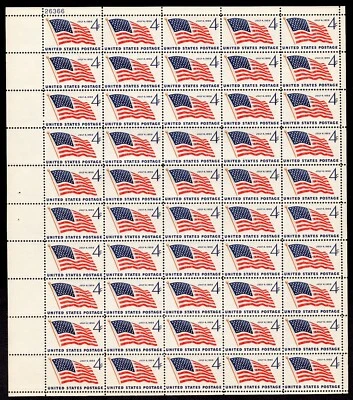 Scott #1132 49 Star Flag Sheet of 50 Stamps - MNH P#26366 UL - Image 1 of 2