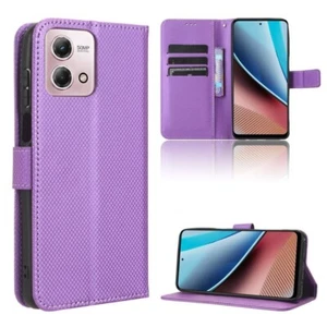Para Motorola Moto G Aguja 4G 2023 Diamante Textura Cuero Teléfono Carcasa - Imagen 1 de 1