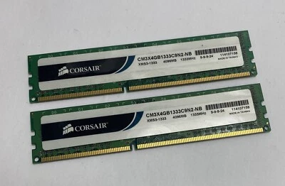 8GB (2 x 4GB) Corsair CM3X4GB1333C9N2-NB PC3-10600U 1333MHz DDR3 Computer Memory - Image 1 of 3