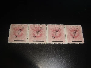 MACAO 1885 Sc#17 5r/25r Surch on Crown Stamp Strip/4 MNH XF - Picture 1 of 2