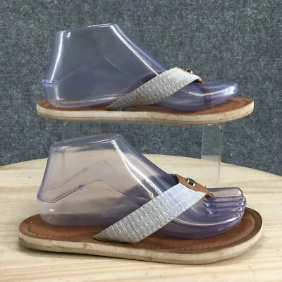 Sandalias Nautica para mujer 7 tangas planas marrón imitación cuero punta abierta informales cómodas Foto 1 de 4