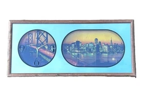 VTG San Francisco CA Oakland Bay Bridge City Skyline Framed Mirror Clock 1980s - Picture 1 of 4