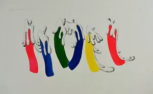 MID CENTURY 'NOEL' CHRISTMAS DESIGN, ORIG. PEN & W/C BY MALCOM EDGAR CASE, NYC - Picture 1 of 12
