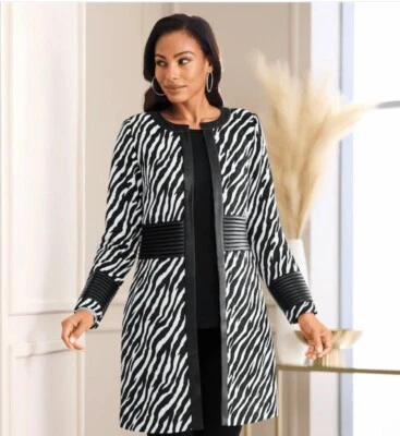 Size L Large Ashro Black White Trysha Zebra Jacket - Image 1 of 3
