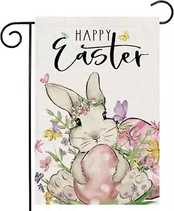Happy Easter Bunny Egg Garden Flag 12x18 Inch Vertical Double Sided, Easter Rabb - Picture 1 of 8