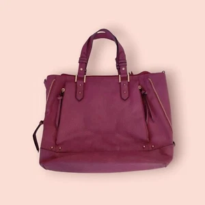 Maurices Large Maroon Pebbled Faux Leather Work Bag Tote Expandable Office Purse - Picture 1 of 12