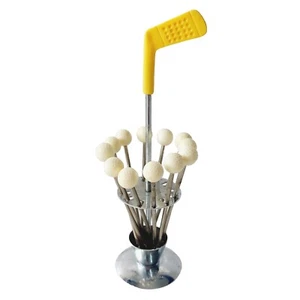 Novelty Vintage Golf Interest 12 Cocktail / Martini / Olive Picks Set On Stand - Picture 1 of 6