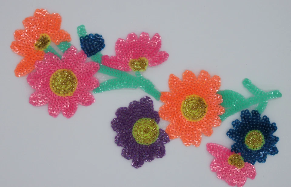 Sequin Patch: Neon Flowers - Image 1 of 1