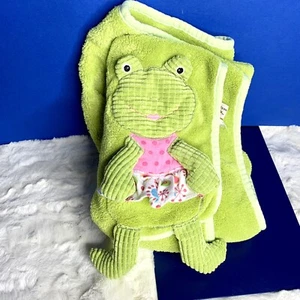 MAISON CHIC Green Corduroy Frog Pink LOVEY Security Fleece Baby Blanket 38”x 29” - Picture 1 of 8