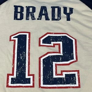 Tom Brady New England Patriots Raglan Shirt XL Majestic Threads #12 Made In USA - Picture 1 of 15