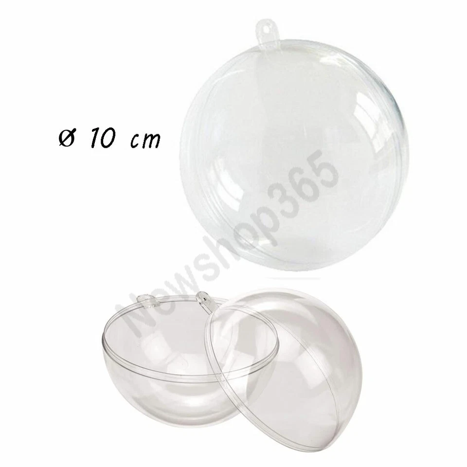 Sfera pallina trasparente apribile plexiglass albero di Natale diametro 10 cm  - Immagine 1 di 1